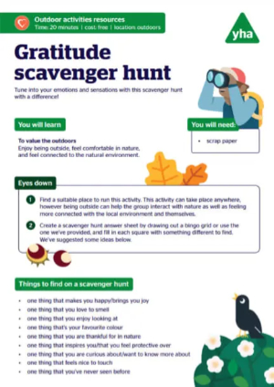 Gratitude scavenger hunt activity sheet
