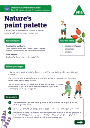 Nature's paint palette activity sheet
