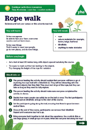 Rope walk activity sheet
