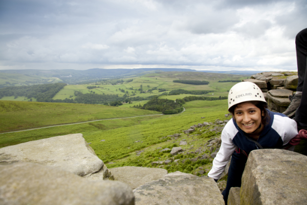 Child climbing in Edale