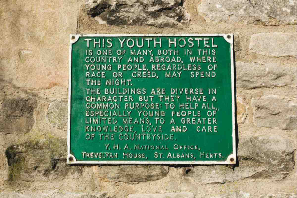 YHA old hostel sign