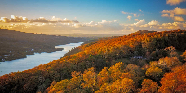 View of Llanberis, Wales, in autumn