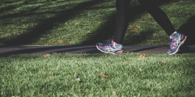 Woman running in a park