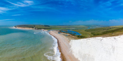 White cliffs over ocean south downs