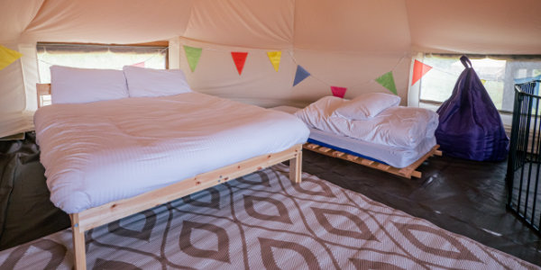 Bedroom area for premium bell tent
