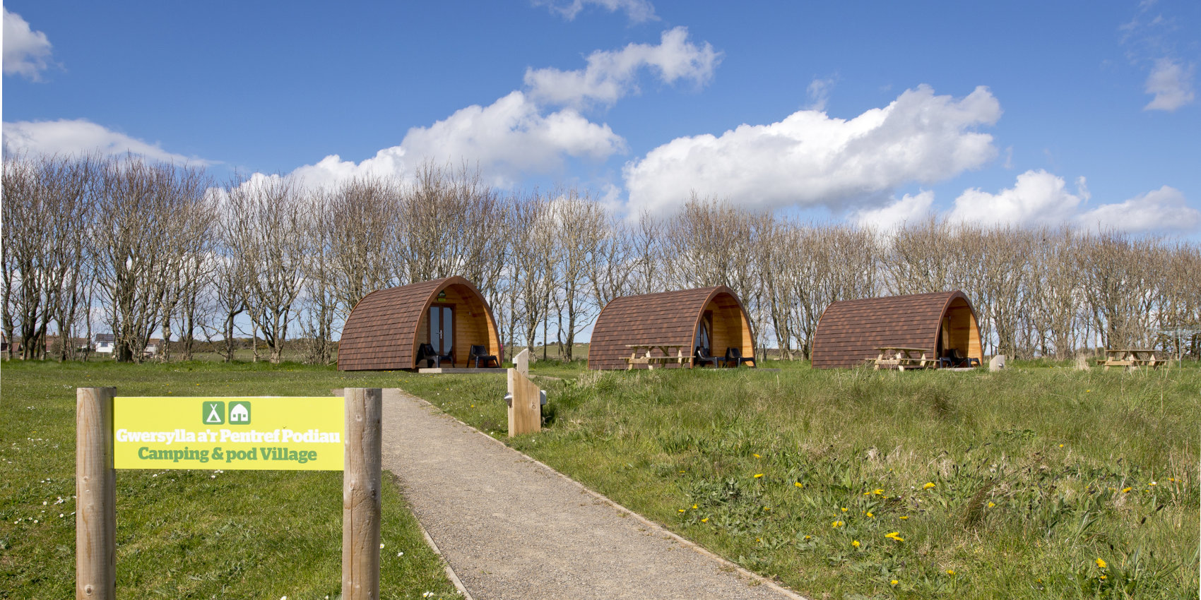 Row of camping pods at YHA