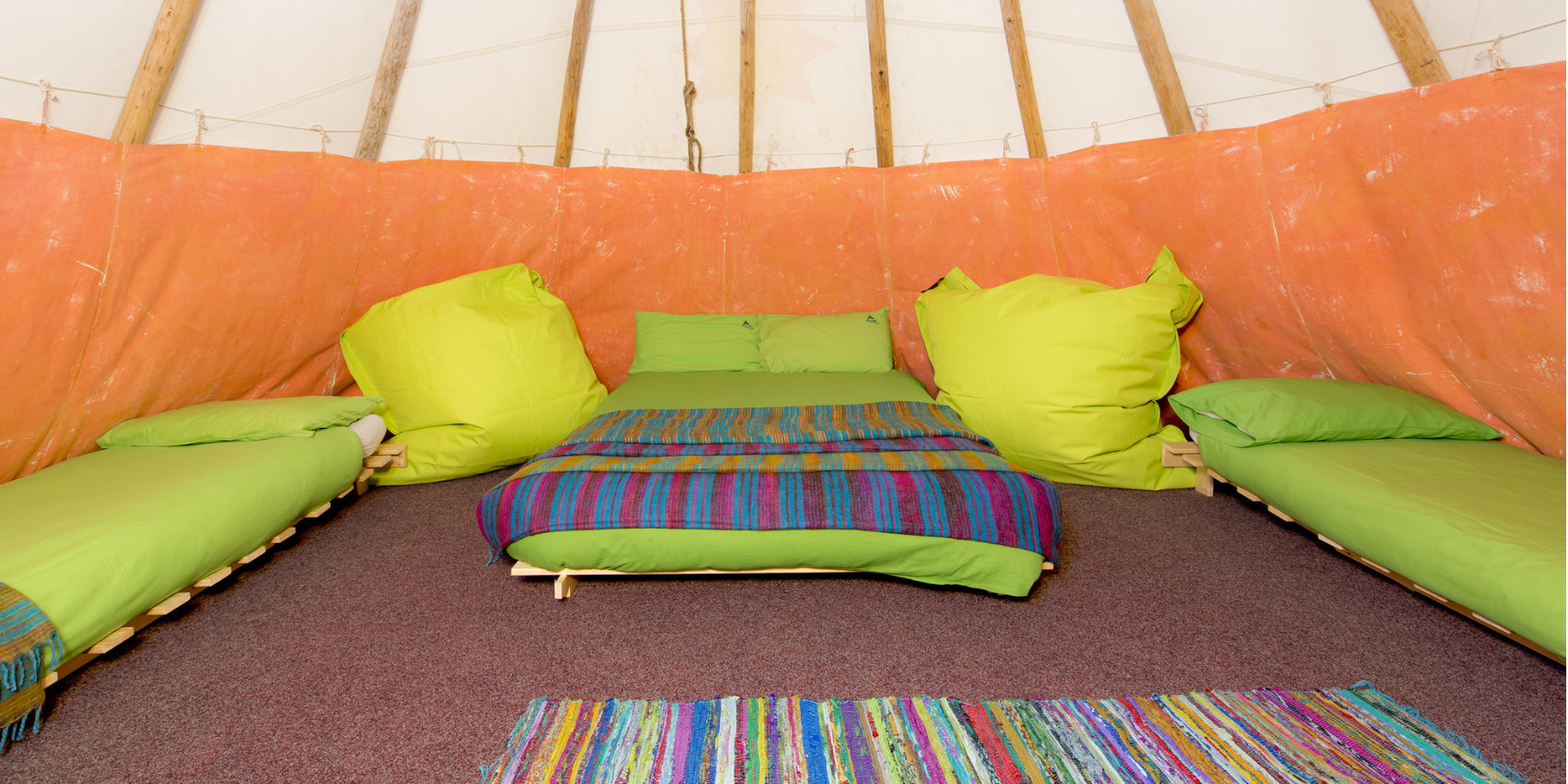 Inside a tipi at YHA