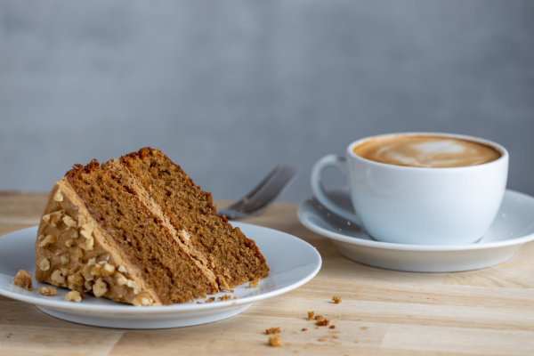 Slice of cake and a cup of coffee