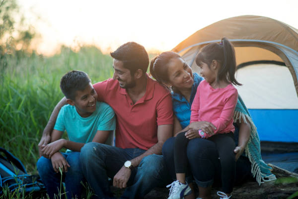 Family camping at YHA