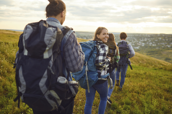 Group walking outdoors