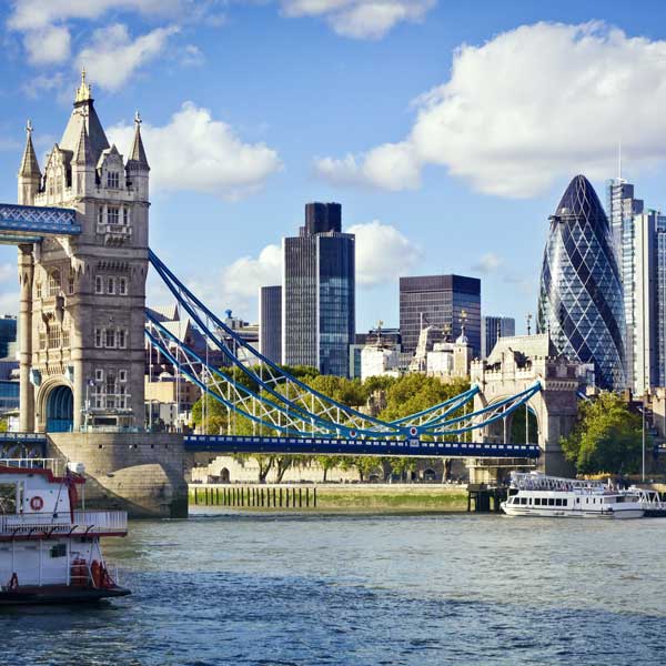 View of Tower Bridge from the River Thames