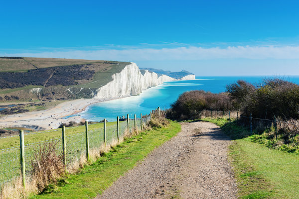White cliff on the coast at South Downs
