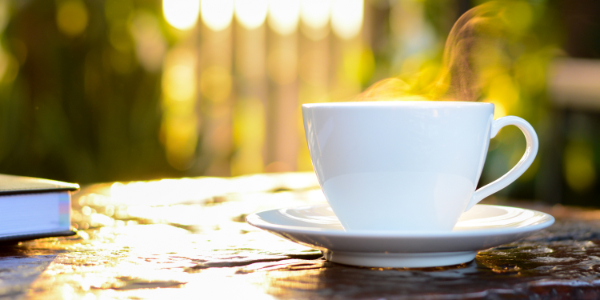 Cup and saucer on a table