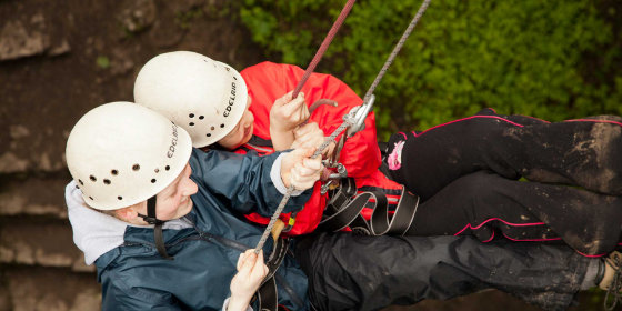 Children abseiling