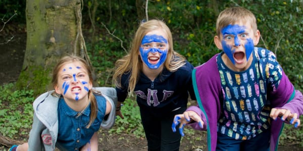 Children shouting at the camera